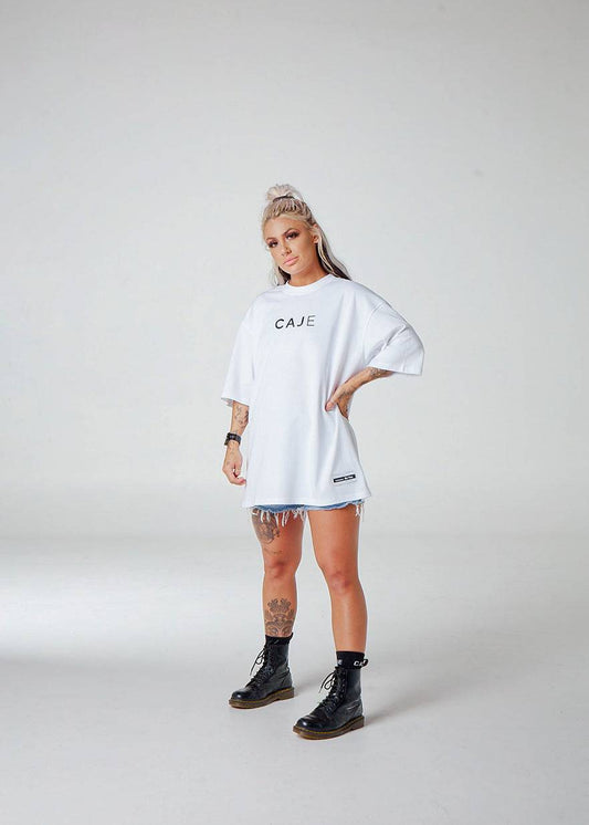 White Unisex Oversized CAJE Tee - CAJE Threads